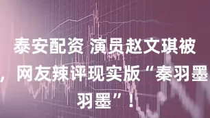 泰安配资 演员赵文琪被骗，网友辣评现实版“秦羽墨”！